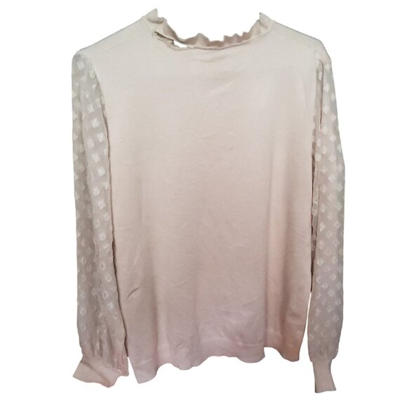 Adrianna Papell Clip Diamond Sleeve Sweater XL Pearl Blush - Picture 4 of 12